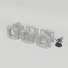 Medieval Town Archways and Doors turntable with dark grey 28mm miniature for scale