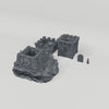 Mountain Outpost, 28mm Fantasy Terrain turntable showing the included terrain pieces
