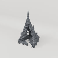 Ruined Tower with Tiled Spires - Turntable of the exact included terrain geometry