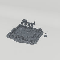 Graveyard and Tombs turntable with 28mm scale figure for reference; figure not included