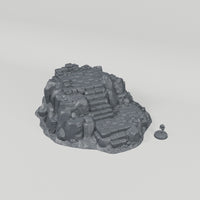 Outcrop Ruin turntable with 28mm scale figure for reference; figure not included