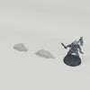 Medieval Town Lanterns turntable with dark grey 28mm miniature for scale