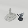 Tomb of the Barrow Wright turntable with dark grey 28mm miniature for scale