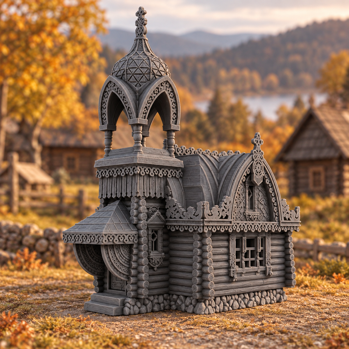 Supplementary product photo for Priest's House 28mm DND Terrain | Tabletop Wargaming Scenery for Warhammer, Frostgrave & RPG | Unpainted 3D Printed in unpainted charcoal grey PLA