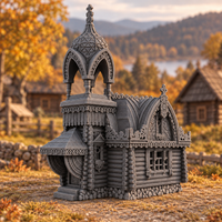 Supplementary product photo for Priest's House 28mm DND Terrain | Tabletop Wargaming Scenery for Warhammer, Frostgrave & RPG | Unpainted 3D Printed in unpainted charcoal grey PLA