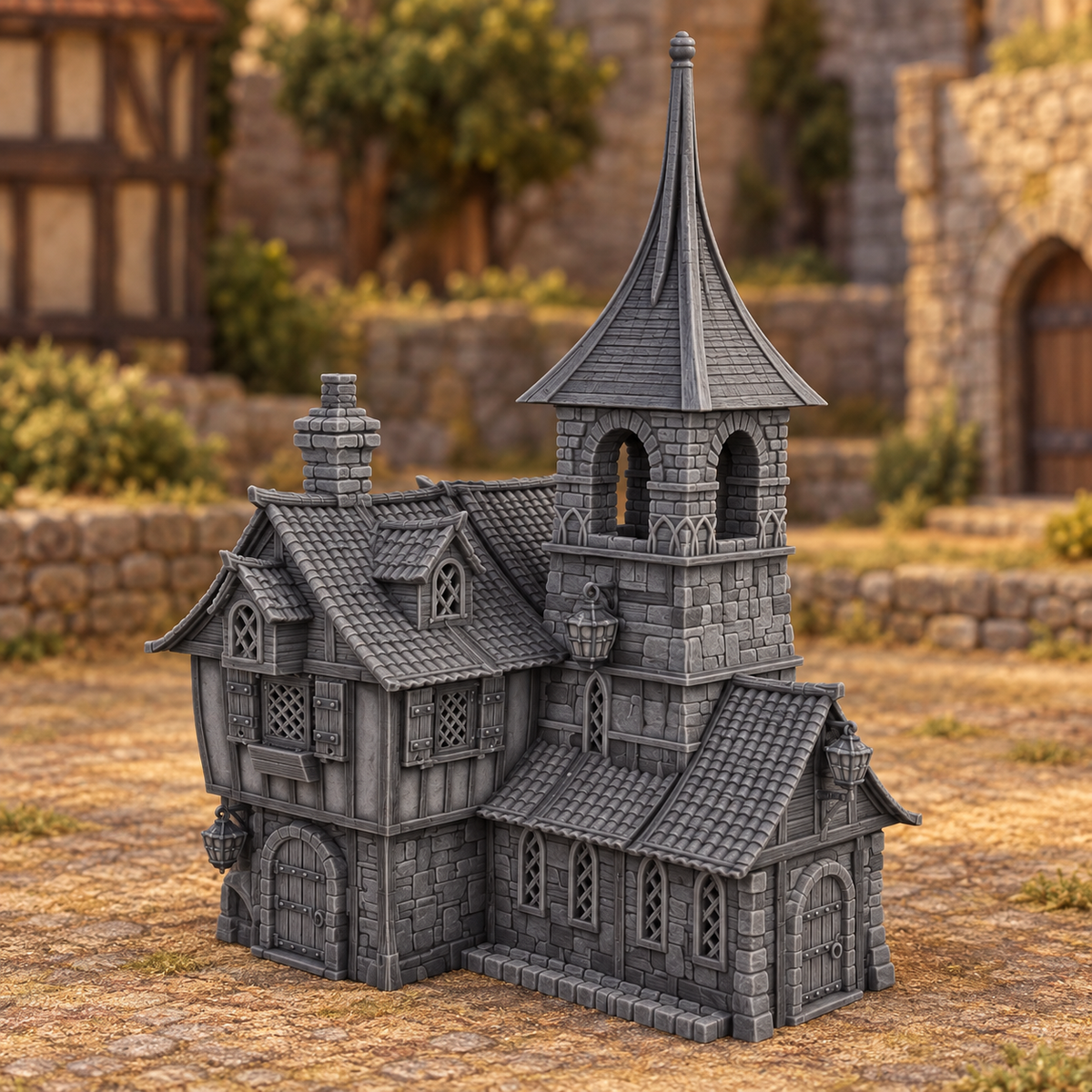 Supplementary product photo for Raspberry Dale Cottage 28mm DND Terrain | Tabletop Wargaming Scenery for Warhammer, Frostgrave & RPG | 3D Printed in unpainted charcoal grey PLA