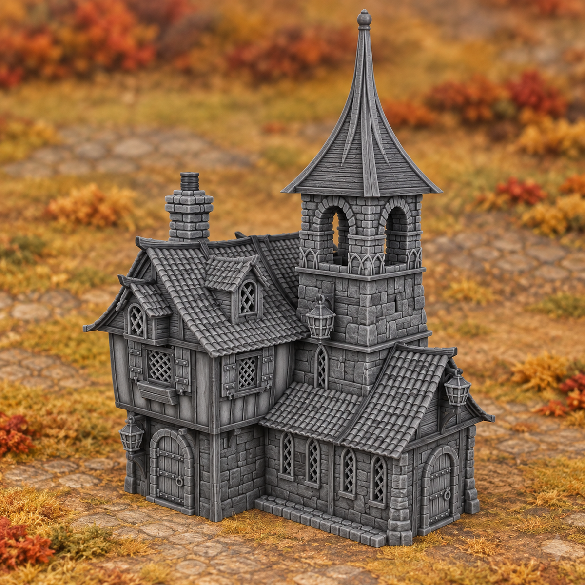 Supplementary product photo for Raspberry Dale Cottage 28mm DND Terrain | Tabletop Wargaming Scenery for Warhammer, Frostgrave & RPG | 3D Printed in unpainted charcoal grey PLA