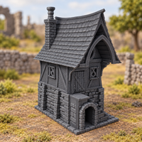 Supplementary product photo for Redwood House - 28mm Tabletop Terrain for D&D and Wargaming in unpainted charcoal grey PLA