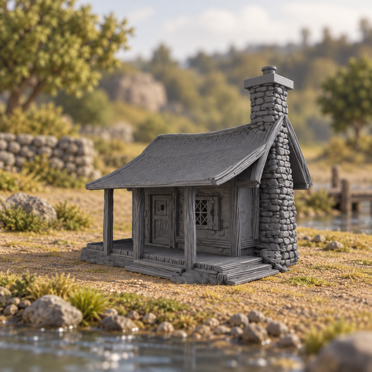 Supplementary product photo for River Ferry 28mm DND Scatter Terrain | Tabletop Wargaming Scenery for Warhammer, Frostgrave & RPG | 3D Printed in unpainted charcoal grey PLA
