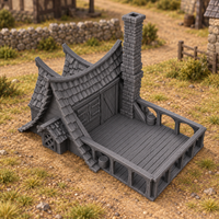 Supplementary product photo for River Masters Hut 28mm DND Terrain | Tabletop Wargaming Scenery for Warhammer, Frostgrave & RPG | Unpainted 3D Printed in unpainted charcoal grey PLA