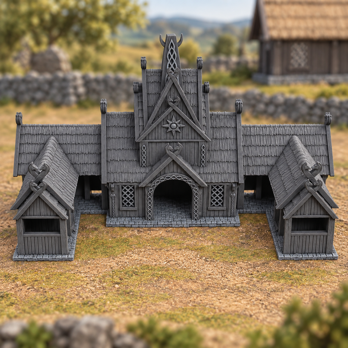 Supplementary product photo for Royal Stable - 28mm Tabletop Terrain in unpainted charcoal grey PLA