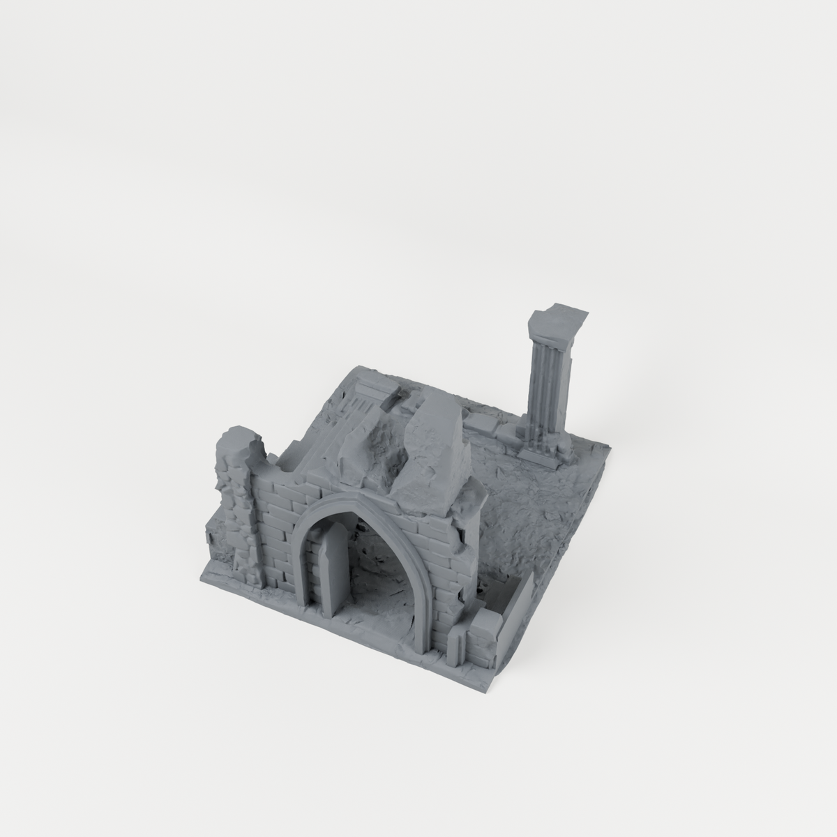 Ruined Area 01 unpainted 28mm tabletop terrain, supplied as separate printed parts