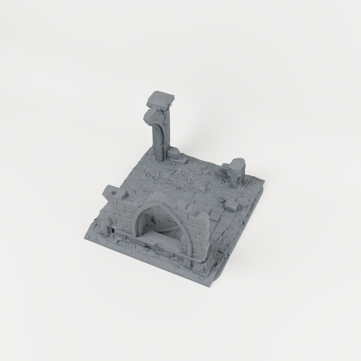 Ruined Area 04 unpainted 28mm tabletop terrain, supplied as separate printed parts