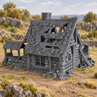 Supplementary product photo for Ruined Blacksmith 28mm DND Terrain | Tabletop Wargaming Scenery for Mordheim, Frostgrave & RPG | 3D Printed in unpainted charcoal grey PLA