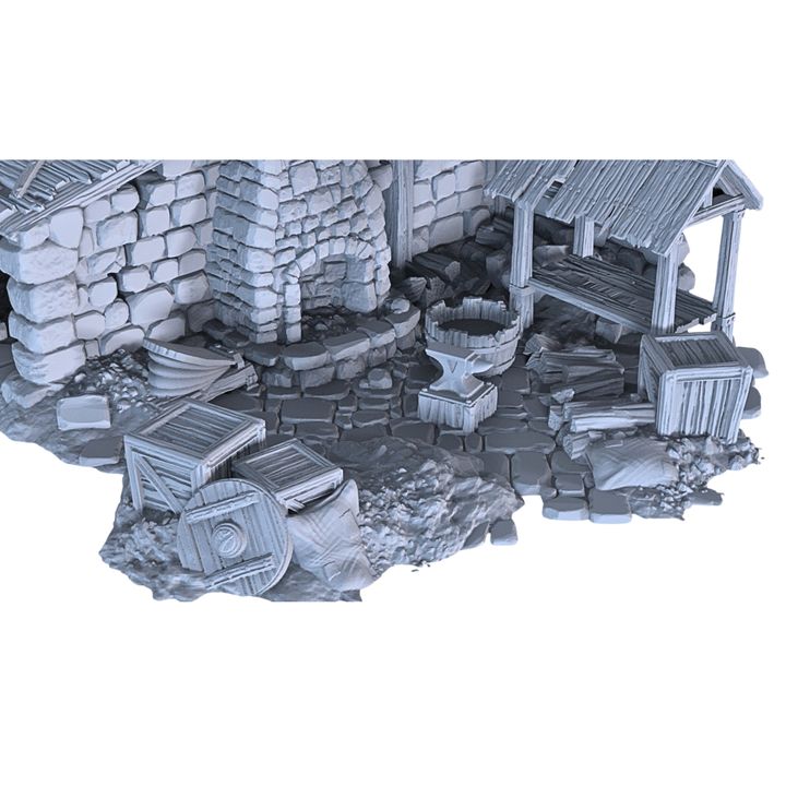 Ruined Blacksmith - 28mm DND/Wargame/RPG Terrain - Molten Prints