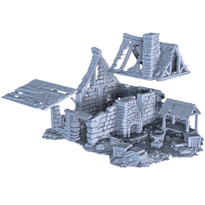 Ruined Blacksmith - 28mm DND/Wargame/RPG Terrain - Molten Prints