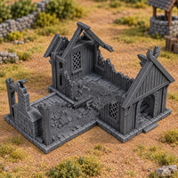 Supplementary product photo for Ruined Blacksmith - 28mm Tabletop Terrain in unpainted charcoal grey PLA
