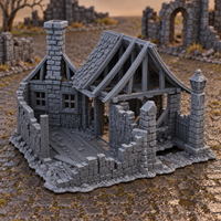 Supplementary product photo for Ruined House 28mm DND Terrain | Tabletop Wargaming Scenery for Mordheim, Frostgrave & RPG | Unpainted 3D Printed in unpainted charcoal grey PLA