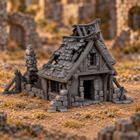Supplementary product photo for Ruined Medieval House 28mm DND Terrain Set B | Wargaming Scenery for Mordheim, Frostgrave & RPG | Unpainted 3D Printed in unpainted charcoal grey PLA