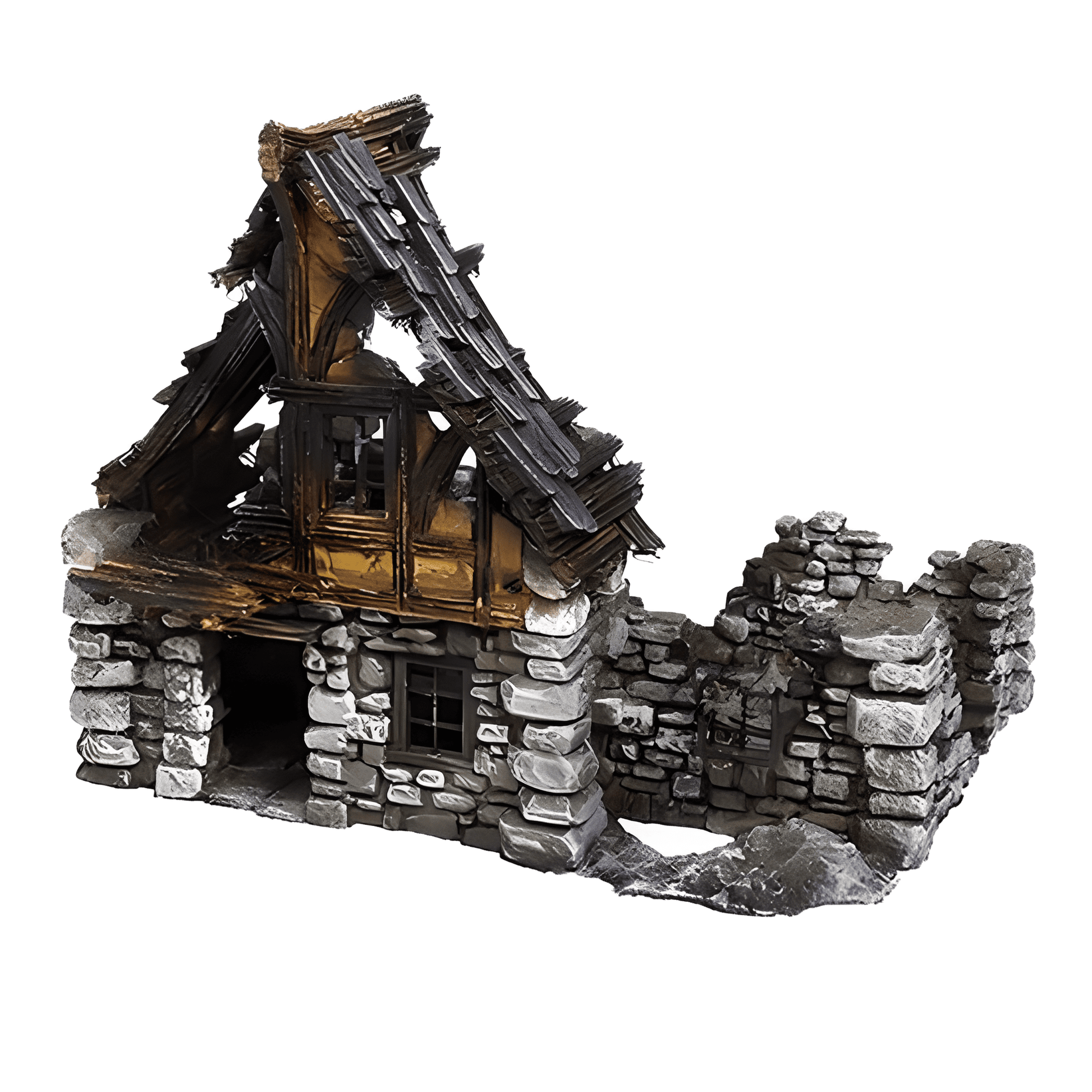 Ruined Medieval House C - 28mm DND/Wargame/RPG Terrain - Molten Prints