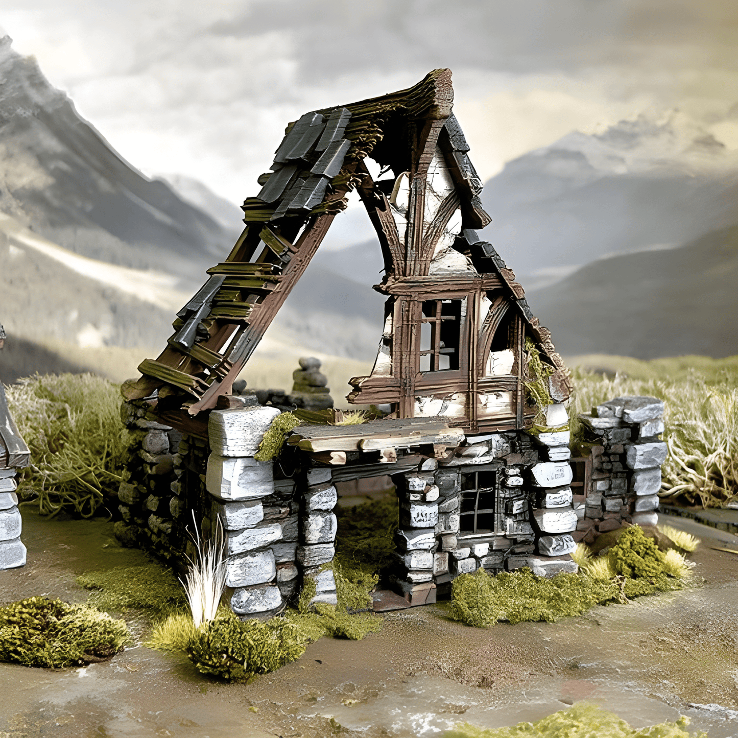 Ruined Medieval House C - 28mm DND/Wargame/RPG Terrain - Molten Prints