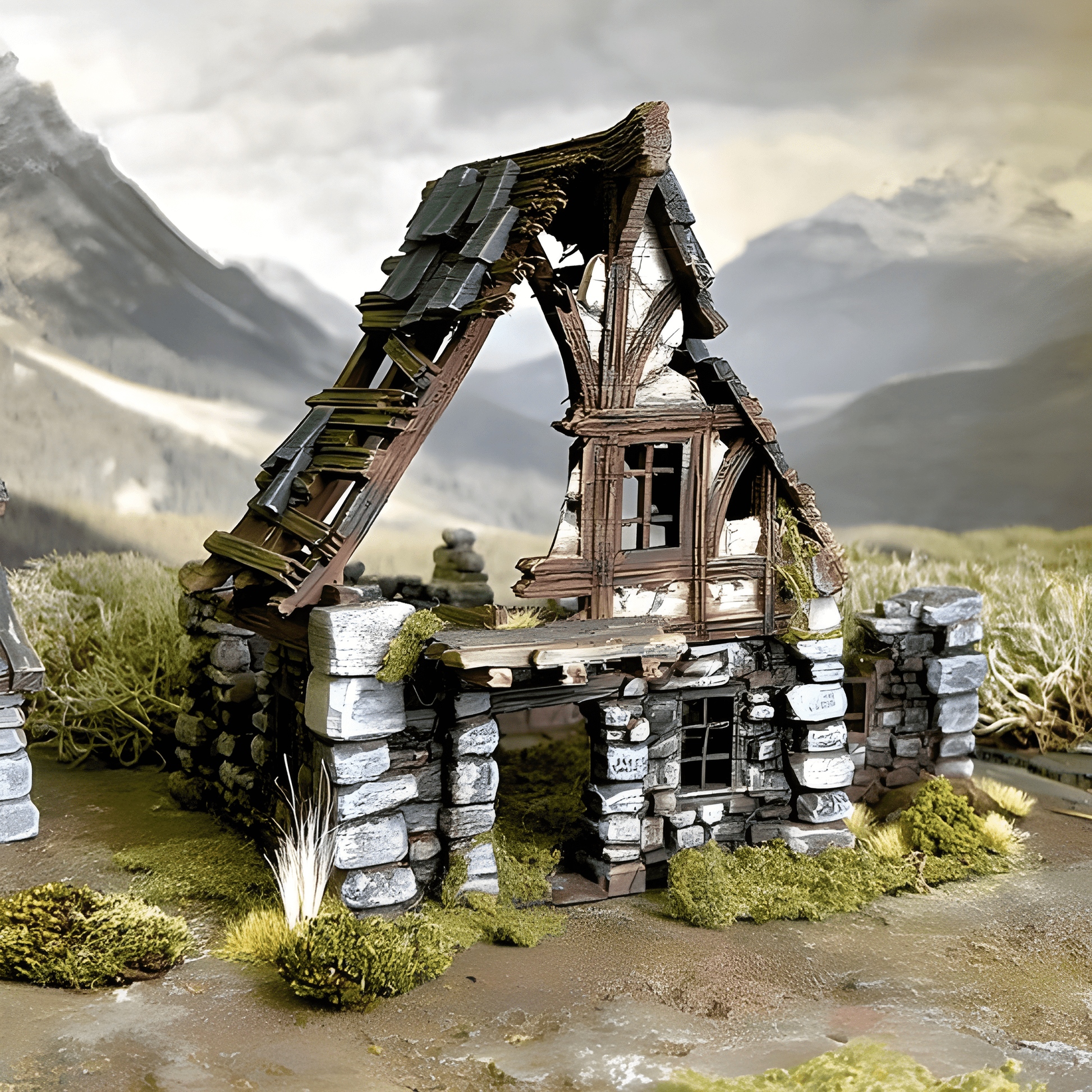 Ruined Medieval House C - 28mm DND/Wargame/RPG Terrain - Molten Prints