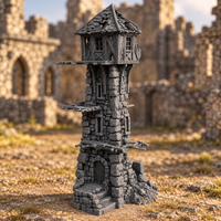 Supplementary product photo for Ruined Medieval Tower 28mm DND Terrain | Tabletop Wargaming Scenery for Mordheim, Frostgrave & RPG | 3D Printed in unpainted charcoal grey PLA