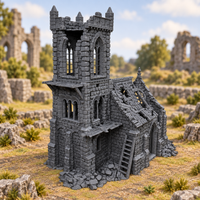 Supplementary product photo for Ruined Sanctuary 28mm DND Terrain | Tabletop Wargaming Scenery for Mordheim, Frostgrave & RPG | 3D Printed in unpainted charcoal grey PLA
