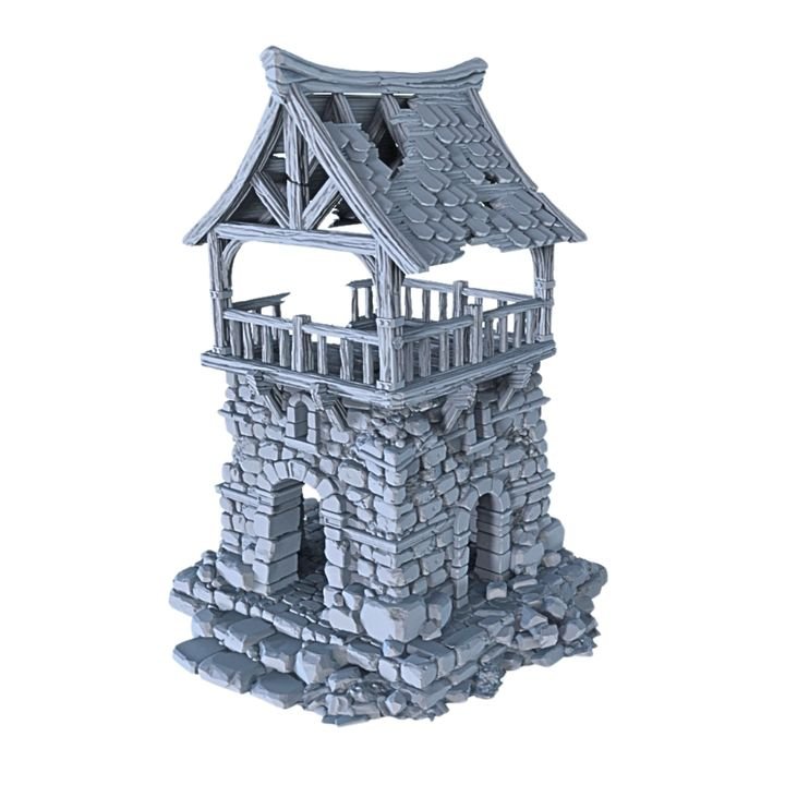Ruined Watchtower - 28mm DND/Wargame/RPG Terrain - Molten Prints
