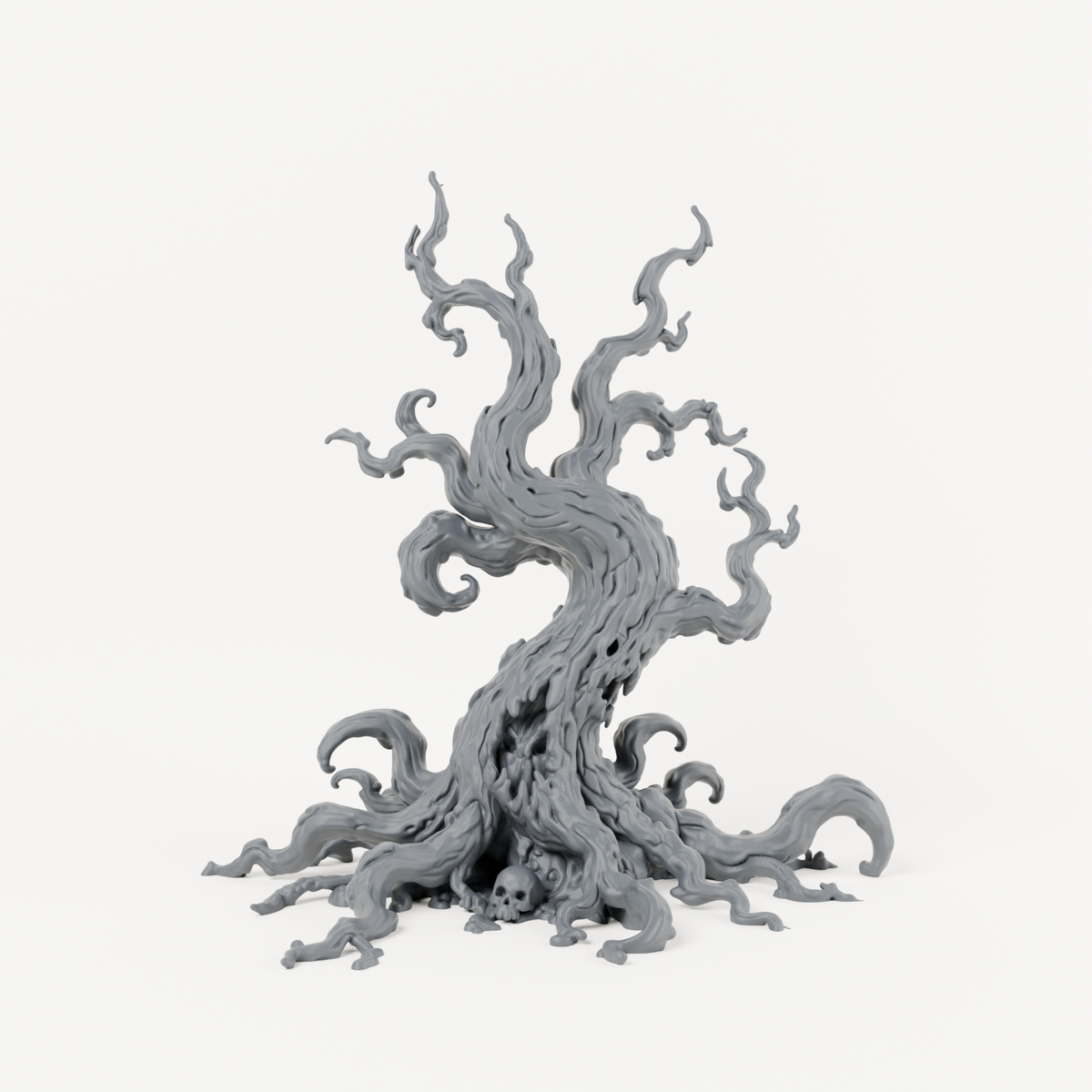 Twisted Skull Tree - Exact included printed components, front view