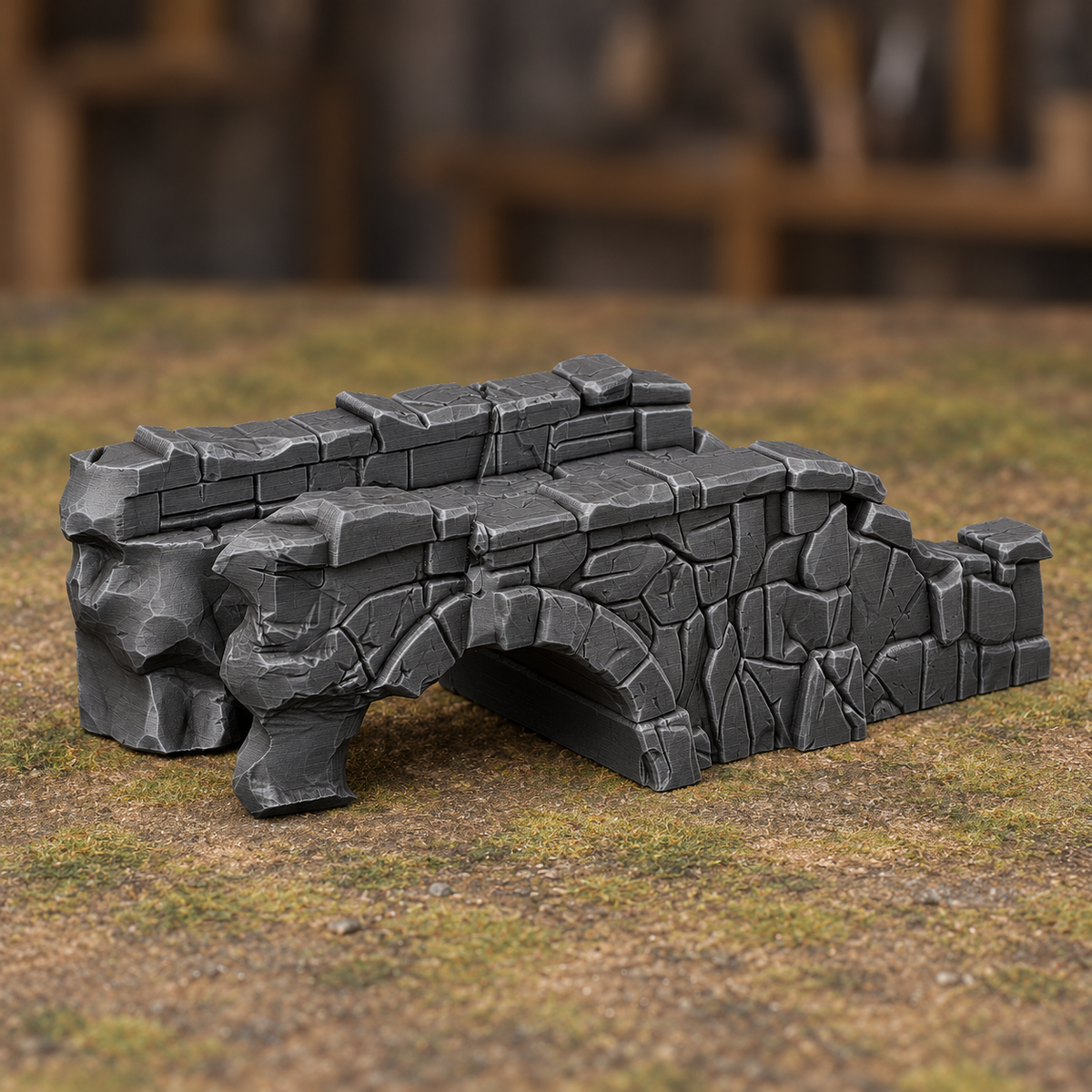 Ruined Bridge with Low Parapet - Digital product illustration