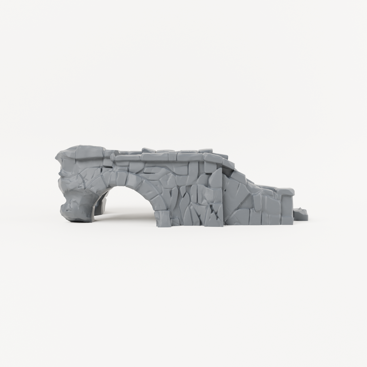 Ruined Bridge with Low Parapet - Exact included printed components, front view