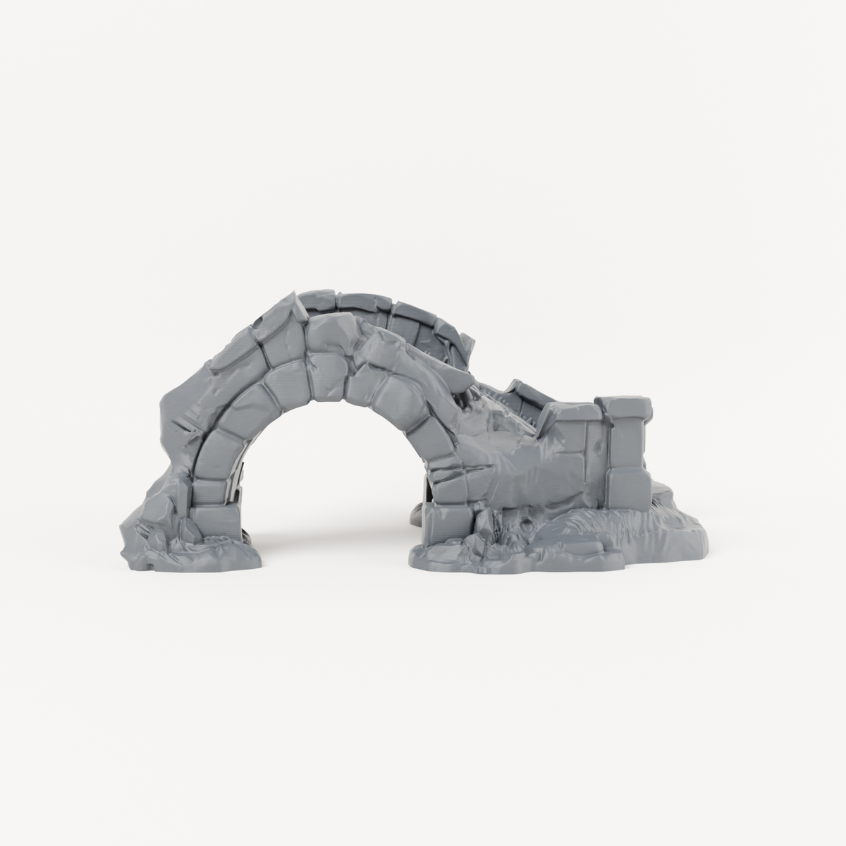 Broken Stone Arch Bridge - Exact included printed components, front view