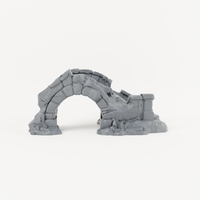 Broken Stone Arch Bridge - Exact included printed components, front view