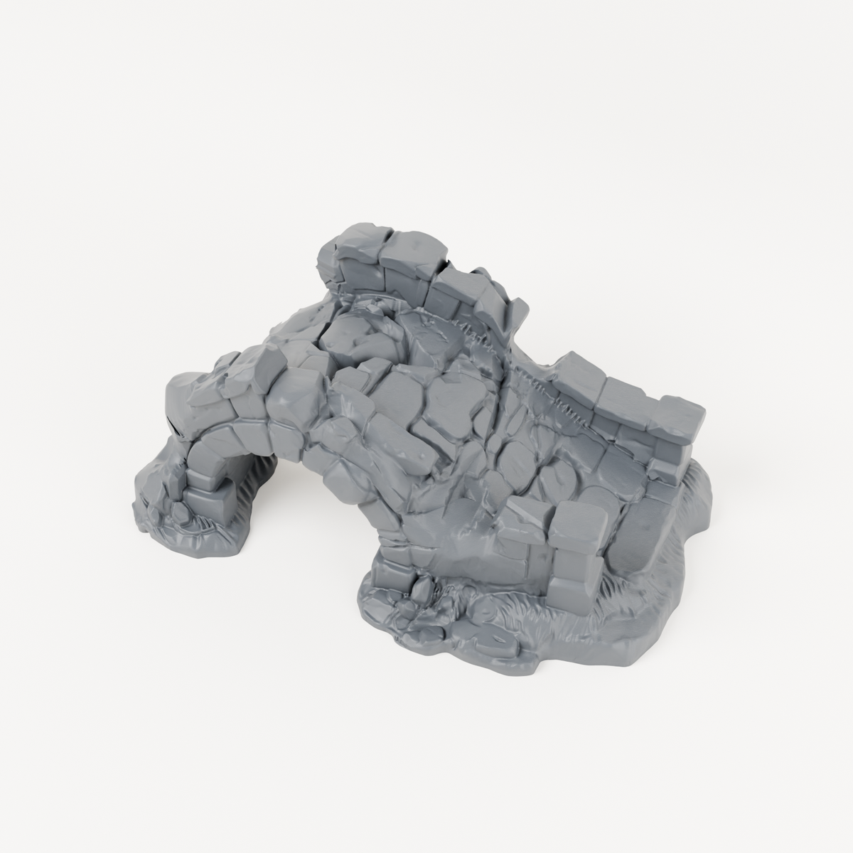 Broken Stone Arch Bridge - Exact included printed components, alternate view