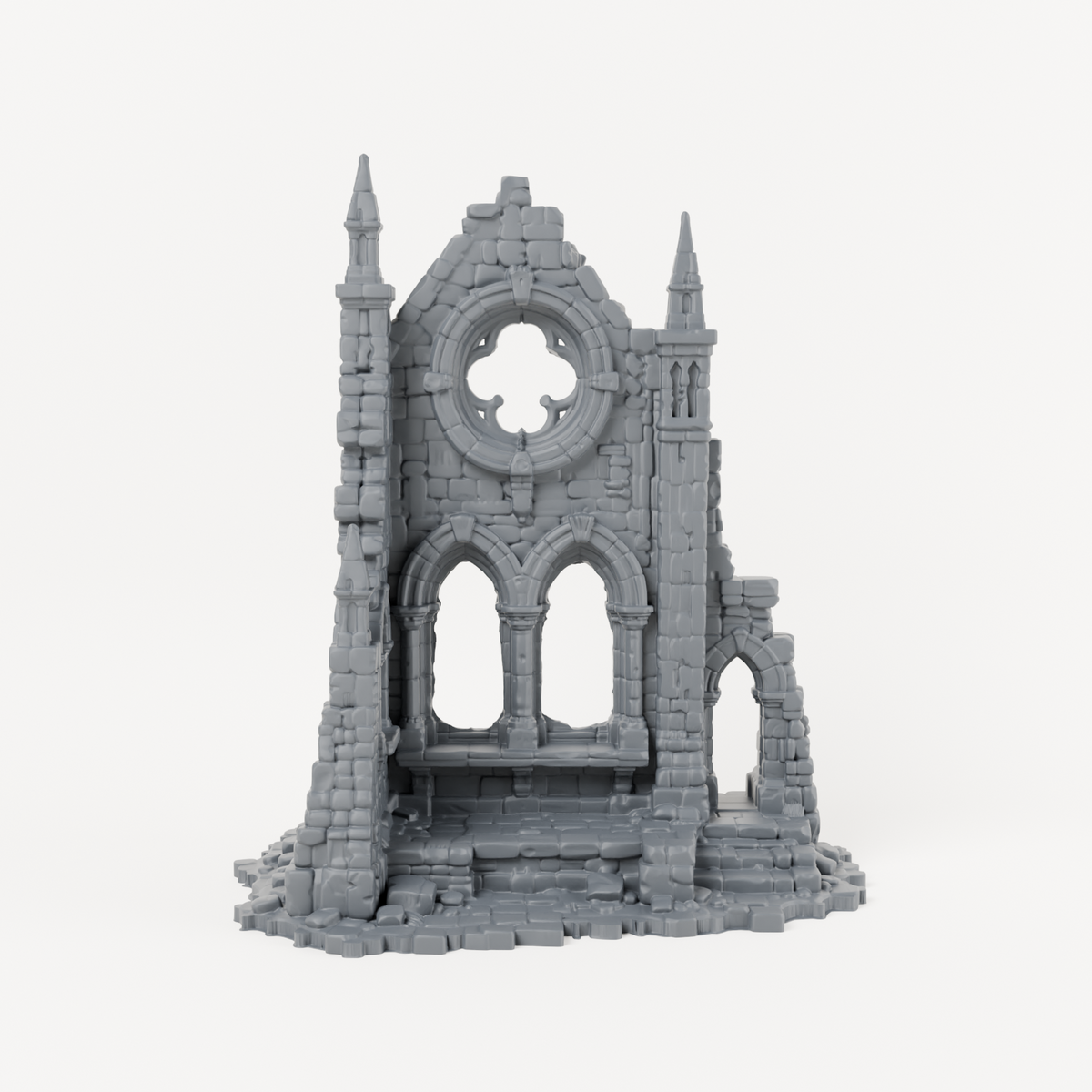 Rose Window Church Front - Exact included printed components, front view
