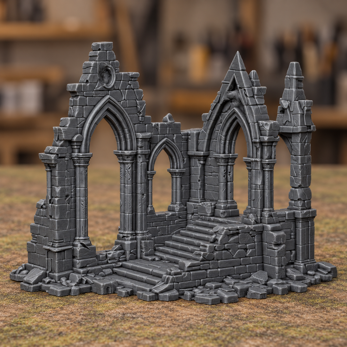 Stepped Gothic Church Ruin - Digital product illustration