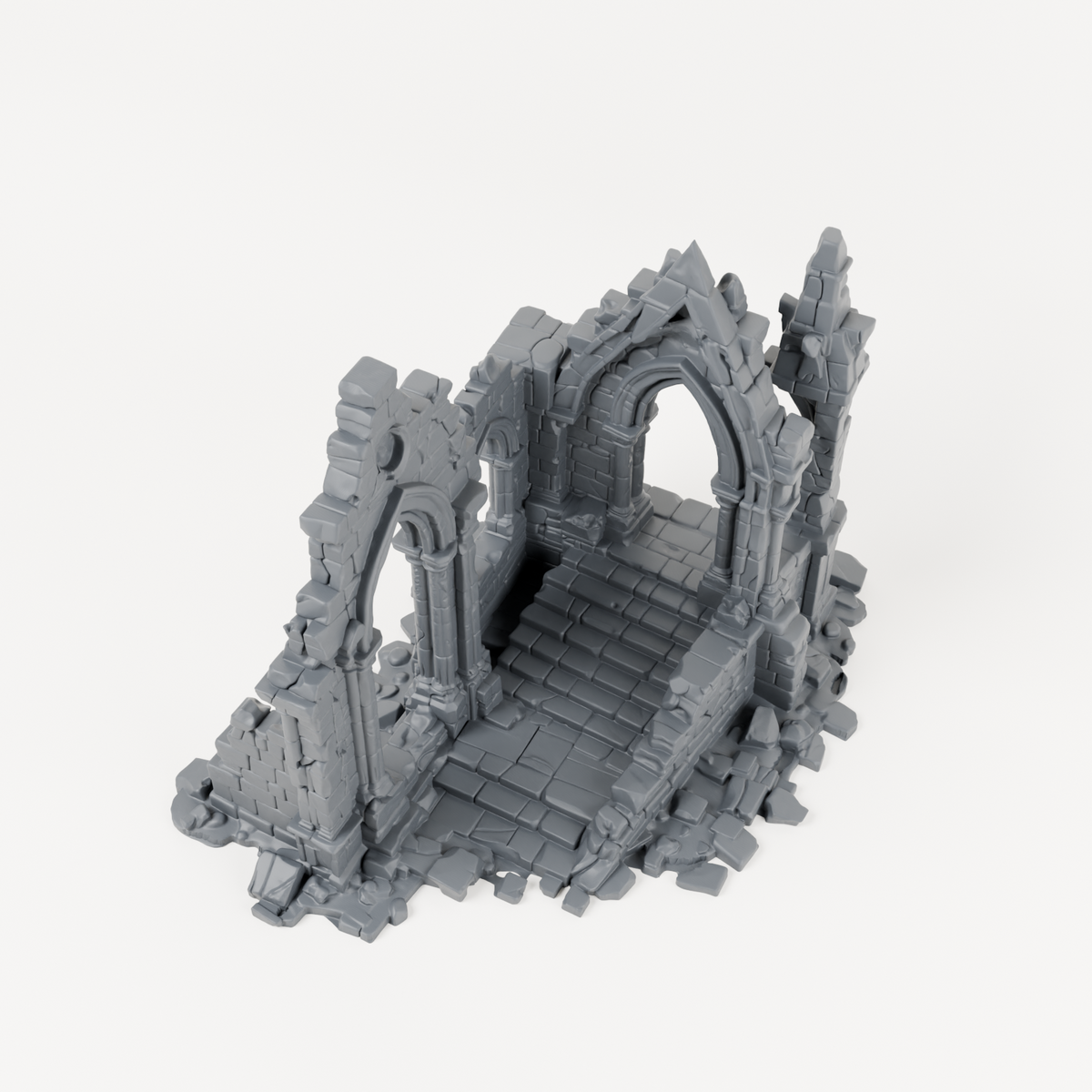 Stepped Gothic Church Ruin - Exact included printed components, alternate view