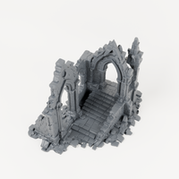 Stepped Gothic Church Ruin - Exact included printed components, alternate view