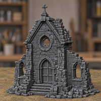 Cross Gable Church Ruin - Digital product illustration