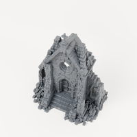 Cross Gable Church Ruin - Exact included printed components, alternate view