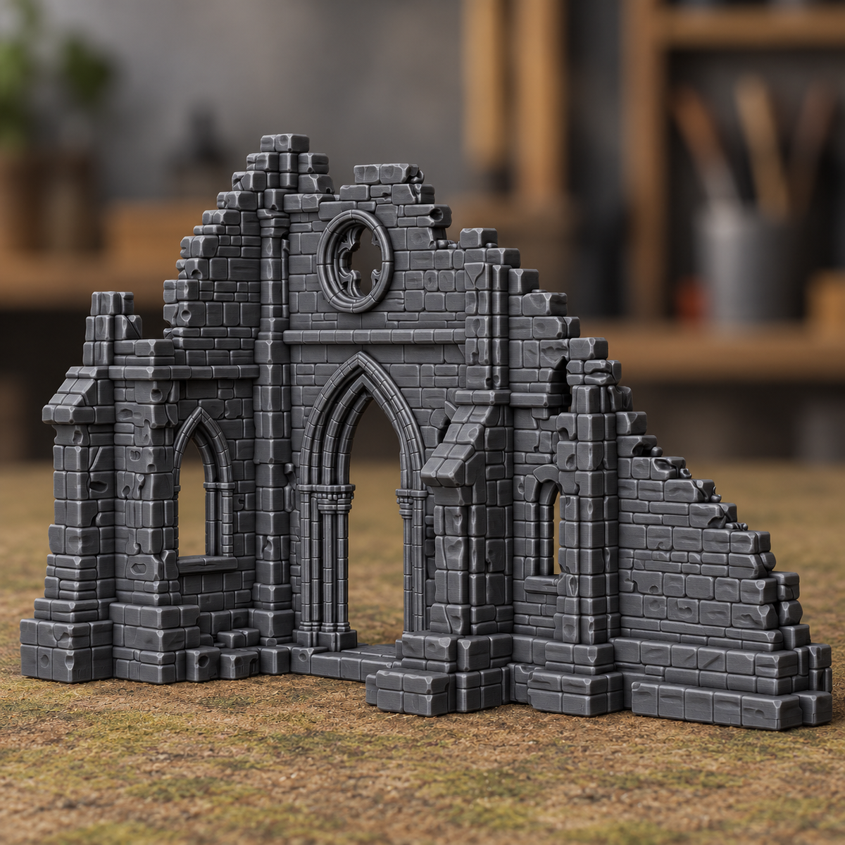 Three Arch Church Wall Ruin - Digital product illustration