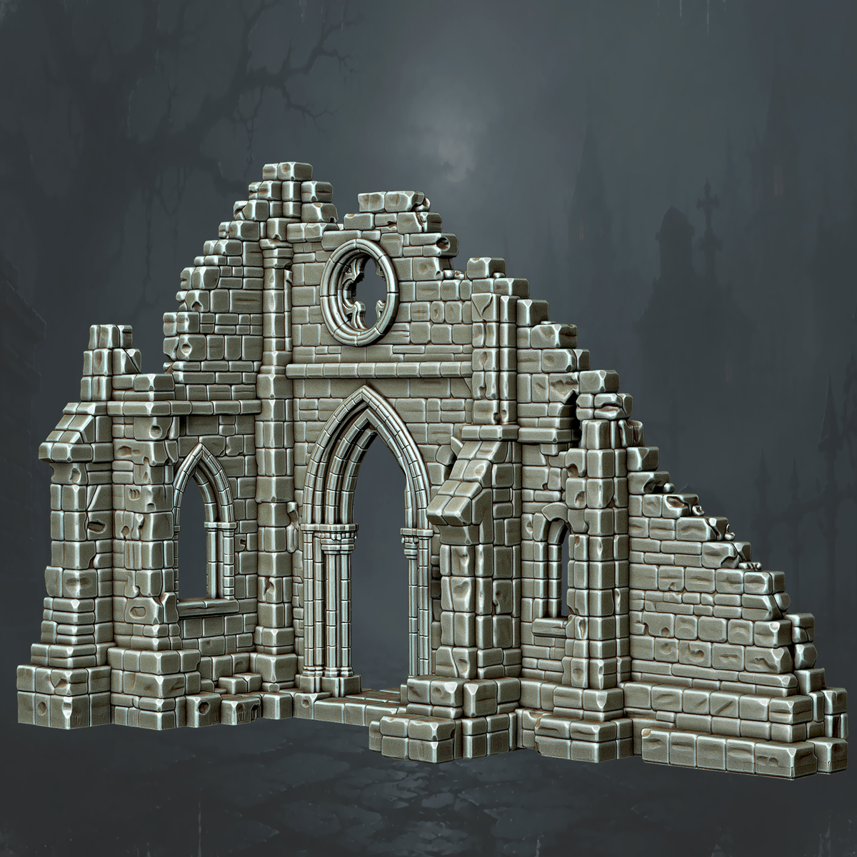 Three Arch Church Wall Ruin - Supplied digital geometry reference