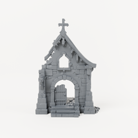 Timber Gable Chapel Front - Exact included printed components, front view