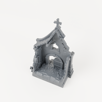 Timber Gable Chapel Front - Exact included printed components, alternate view