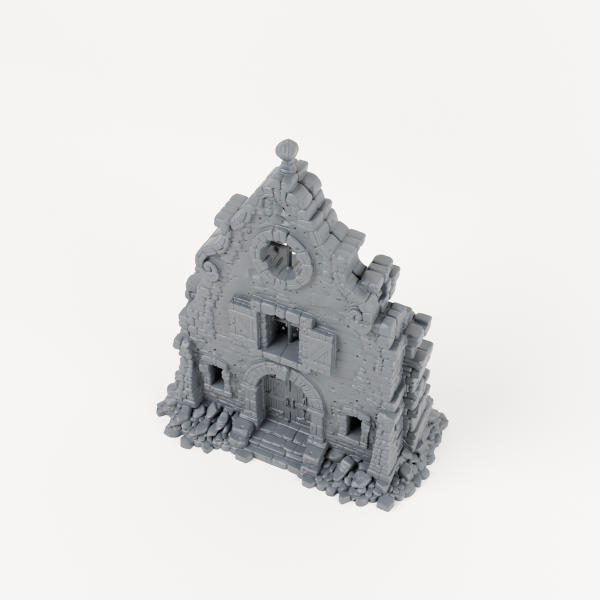 Shuttered Scroll Gable Facade - Exact included printed components, alternate view