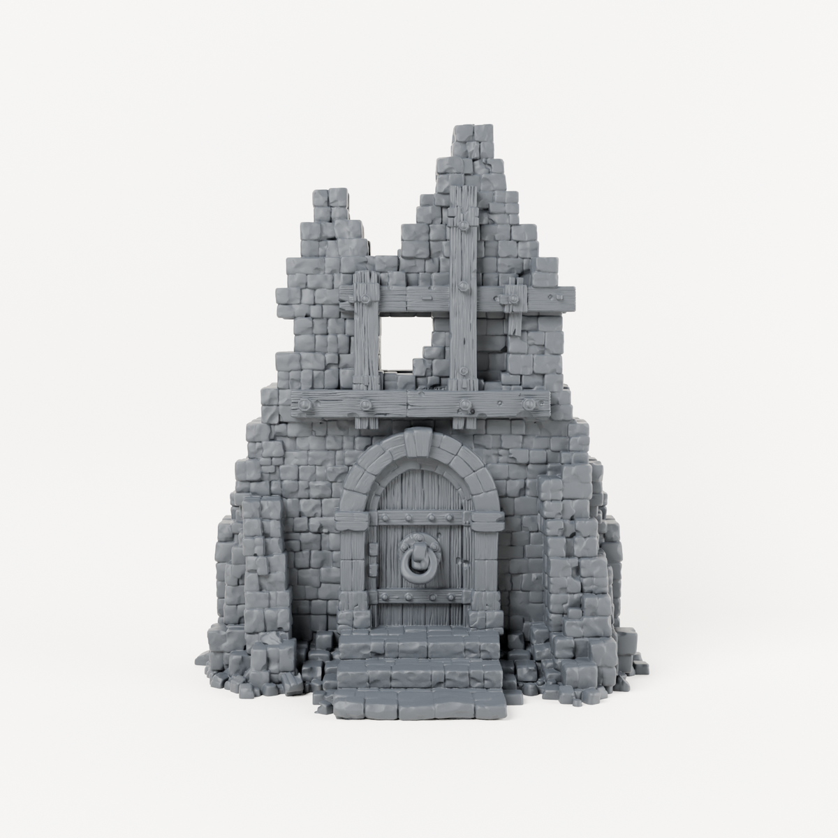 Timber Braced House Facade - Exact included printed components, front view