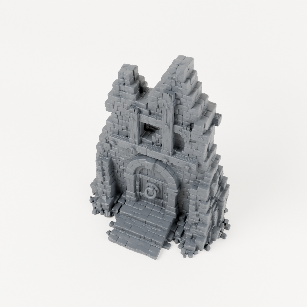Timber Braced House Facade - Exact included printed components, alternate view