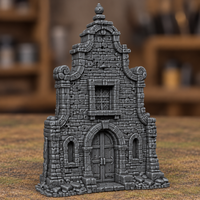 Ornate Scroll Gable Facade - Digital product illustration