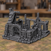 Ruined House with Interior Stairs - Digital product illustration